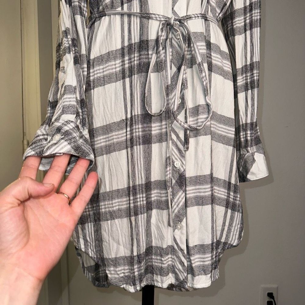 Rails M Nadine White Charcoal Plaid Button Front … - image 4